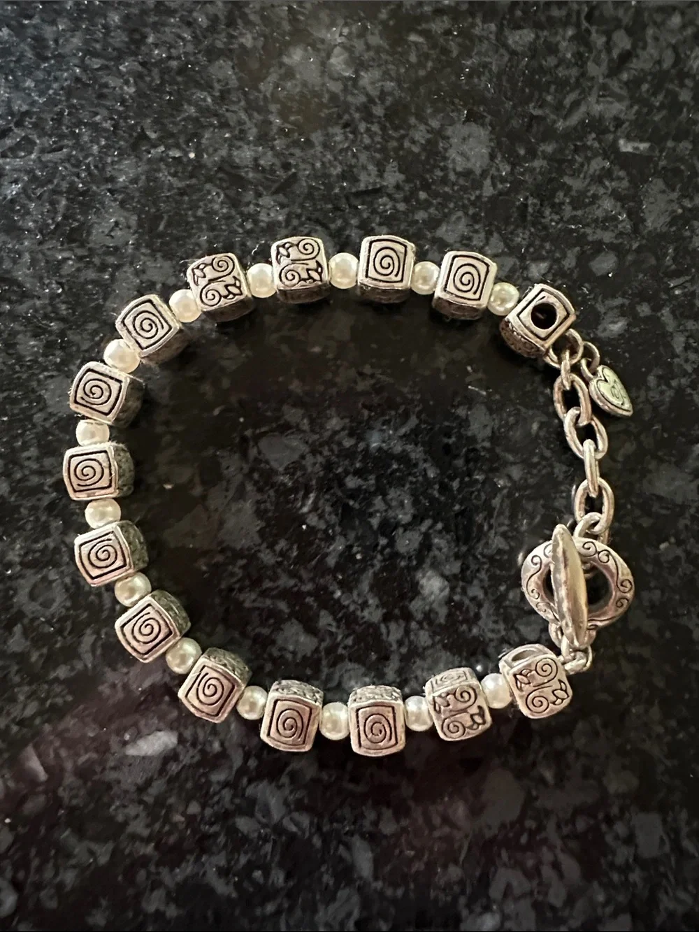 Brighton Essex Bead Bracelet Silver Plated Spiral Cube Bracelet - 2307